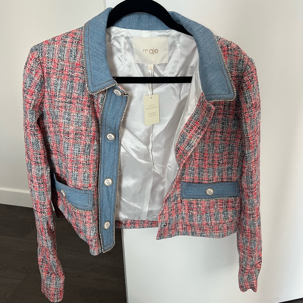 Maje tweed jacket with denim contract size 36